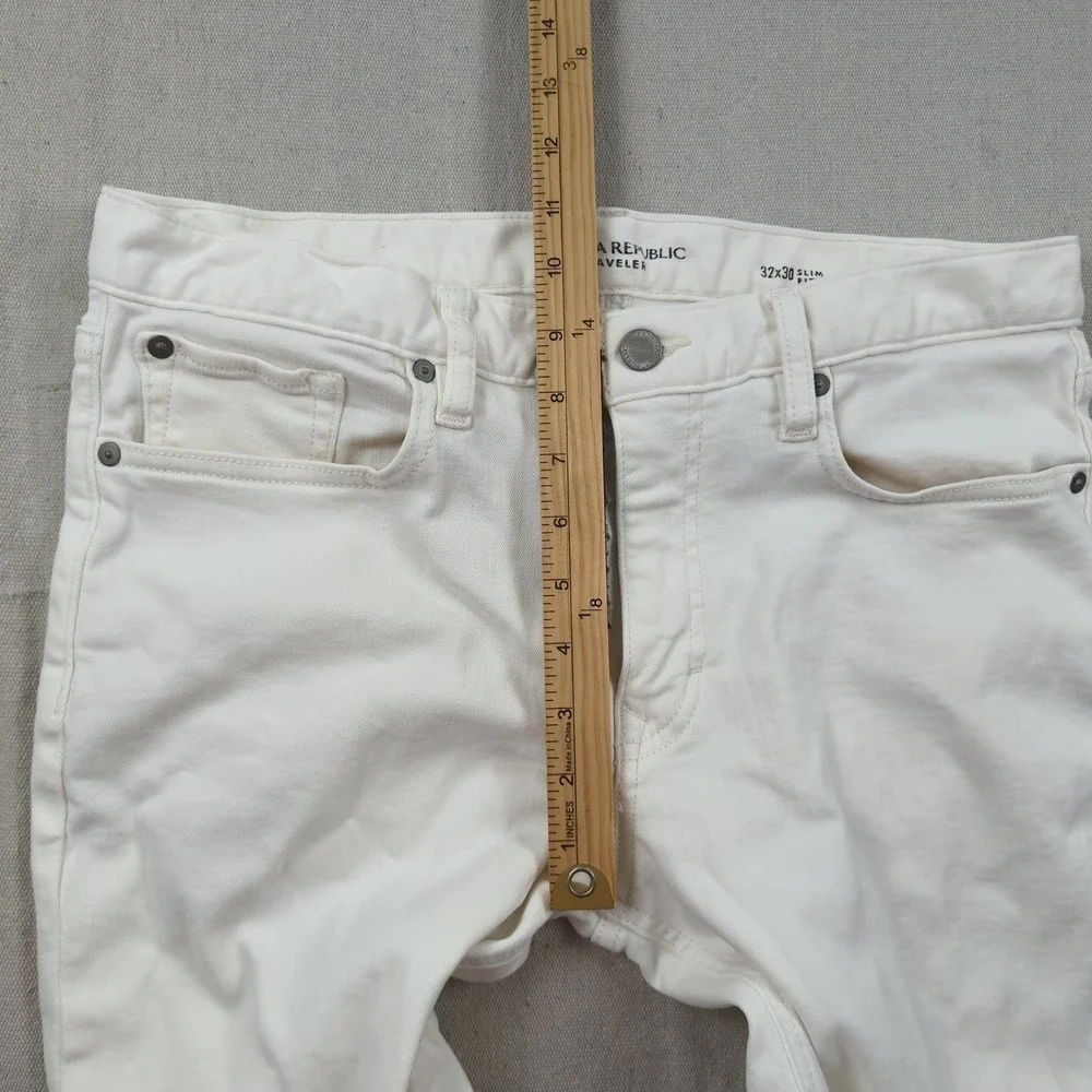 Banana Republic Mens 32x30 White Pants Traveler Slim Fit Golf Stretch Casual